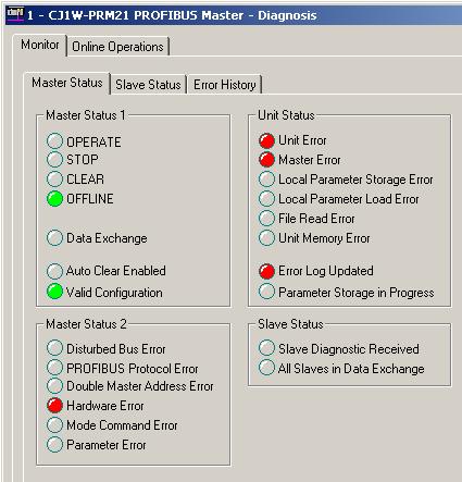 Monitoring the Network Section 6-7 Reading the Error Log The Error Log can now be retrieved from the Unit, and displayed through the CS1/CJ1W-PRM21 Master DTM Diagnosis User Interface.