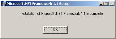 Completion of the Microsoft.NET framework installation is indicated by displaying the message window below. 7.