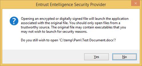 Note: The remaining steps apply if the option to Decrypt, Verify and Open digitally secured file(s) (in Step 4) was