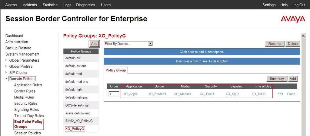 From the menu on the left-hand side, select Domain Policies End Point Policy Groups. Select Add.
