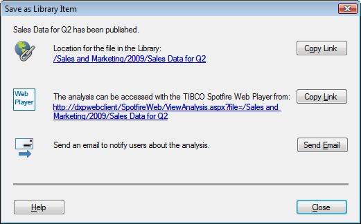 Testing the Installation 9 On the page that appears, verify that there is a link to the Spotfire Library and also directly to the published file. 10 Click on the link to the published file.