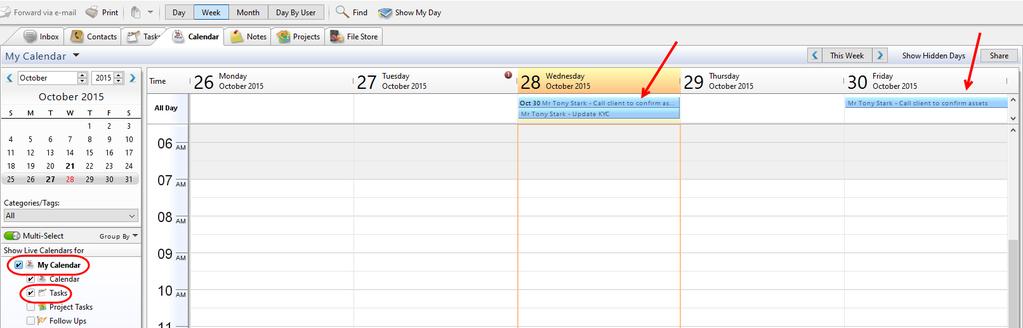 To see your assigned tasks in the Task Module use the following steps: 1. Click on the Calendar Module tab. 2.