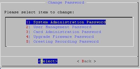 4.5 Change Password Change Password is for changing system-wise passwords. Figure 18: Change Password System Administration Password The password for admin login.