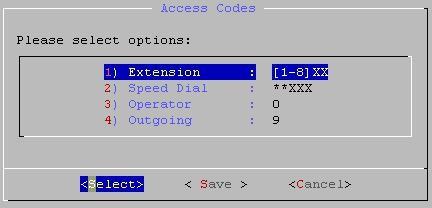 5.3 Access Codes Access Codes menu is for setting the system dial plan. Figure 35: Access Codes Extension The number format for dialing to extension. e.g. [1-8] XX means extension numbers are 3 digit beginning with '1' -'8'.