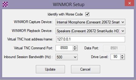 Configure Winmor WL2K Tip: If you have sound modes working on other software such as Ham Radio Deluxe, open the software, find the menu where you identify your sound card interface, and make a note