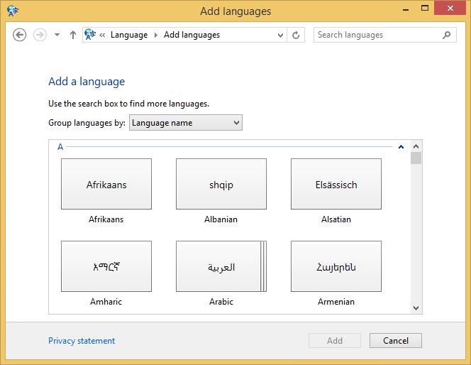 Installing Language Support The Add a