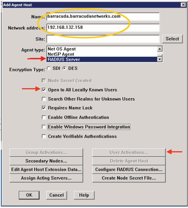 5. Click OK. Now, the Barracuda Web Application Firewall is added as an Agent Host on the RSA Authentication Manager.