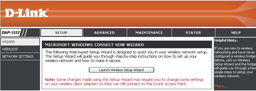 Setup Wizard This wizard is designed to assist you in configuring the wireless settings for your bridge.