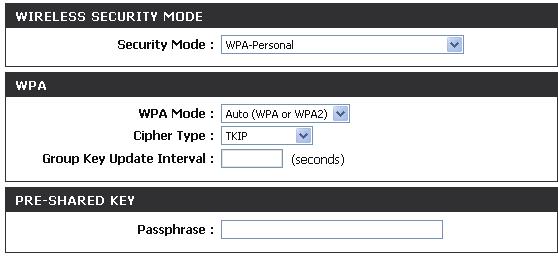 Section 4 - Security Configure WPA-Personal (Bridge Mode) It is recommended to enable encryption on your wireless access point before your wireless network adapters.