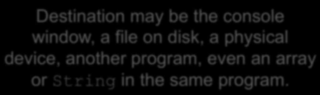 file on disk, a physical device, another program, even