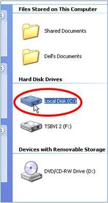 Figure 35: Indicates the location of the "Local Disk (C)" in Windows Explorer Open