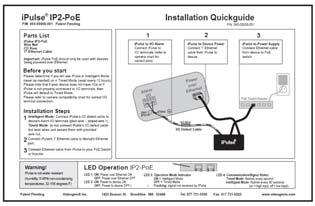 Start Guide 040-00006-001 1 2 3 4 5 Figure 1. ipulse IP2-PoE Package Contents.
