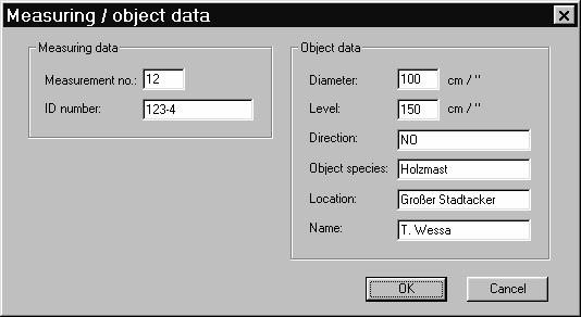 34 IML-RESI F-Series 2.3.3 Menu Item Data 2.3.3.1 Measuring / object data... This menu item serves for modifying the measuring and object data of the active measurement.