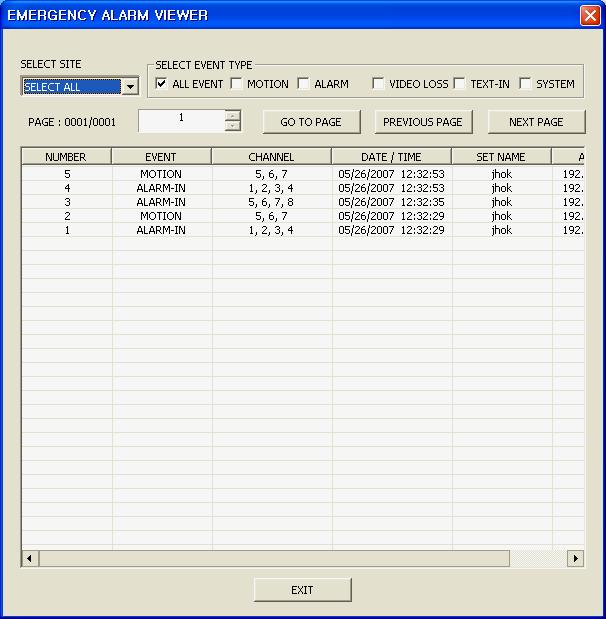 5. Remote Site Information view: Displays the system information of the remote site selected in the remote site lists 6. PTZ Control: PTZ control buttons. 7.
