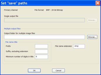 Options dialogs Breeze User Guide "Set 'Save' paths" options dialog box This dialog allows you to select a path, file or folder, where video sequence will be saved.
