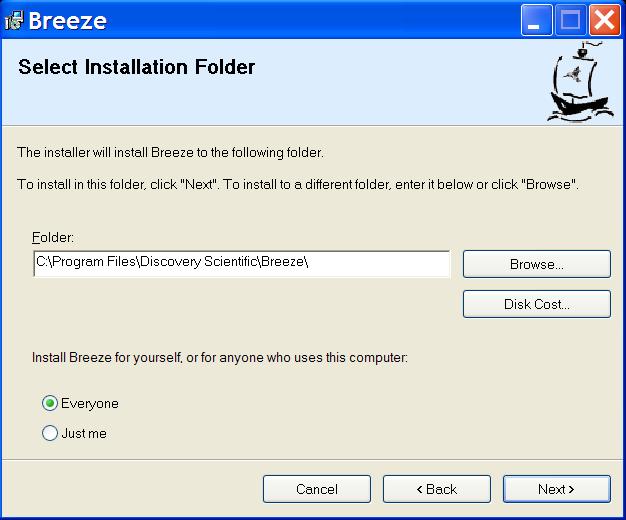 Install/Uninstall 5. "Select installation folder" dialog is displayed. Select a folder where you want to install Breeze software or use default value.