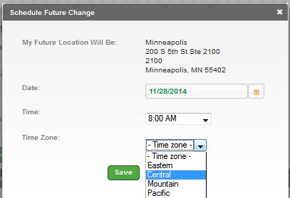 Select the Time Zone you will be in when the 911 change takes effect.