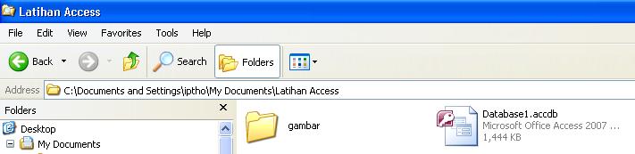1 Pada folder My Documents, buka subfolder Latihan Access, klik pada ikon