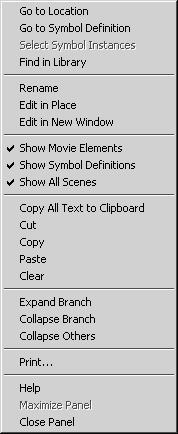Movie Explorer Settings dialog box, in which you can select any combination of items to show in the Display List.