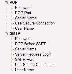 POP SETTINGS 1. POP. The password that you use to access your E-Mail. 2. POP Port. The port number of the mail server AVImark will connect when sending E-Mail. Most of the time, the port is 110. 3.