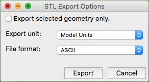 10. EXPORTING AS AN STL FILE Now that we have the.stl extension installed, we can save our file as.stl. To do this go to File, Export STL. A window like Figure 14