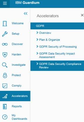 Guardium GDPR Accelerator A pre-defined knowledge set mapped to