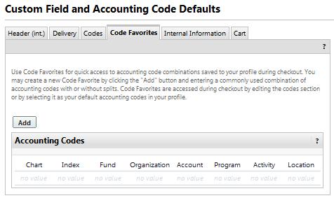 5. Click on the Add button. 6. Enter the FOAPAL Index (or Fund, Organization and Program) and Account that you use most often. 7.