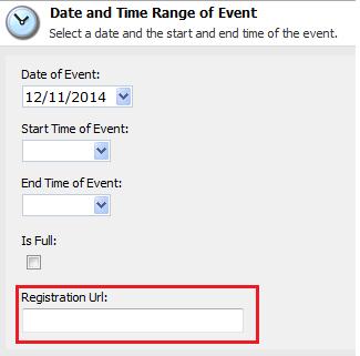 Step 4: Add a registration URL if you are using a third-party website or service to take online reservations in the Registration URL field.