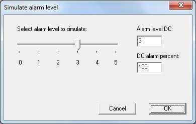 2. BCom / BeCOMS with simulated alarm level The thermosignal data of BCom logfile corresponds to DC alarm level which is set up by two BCom system parameters: Alarm level DC, and DC alarm percent
