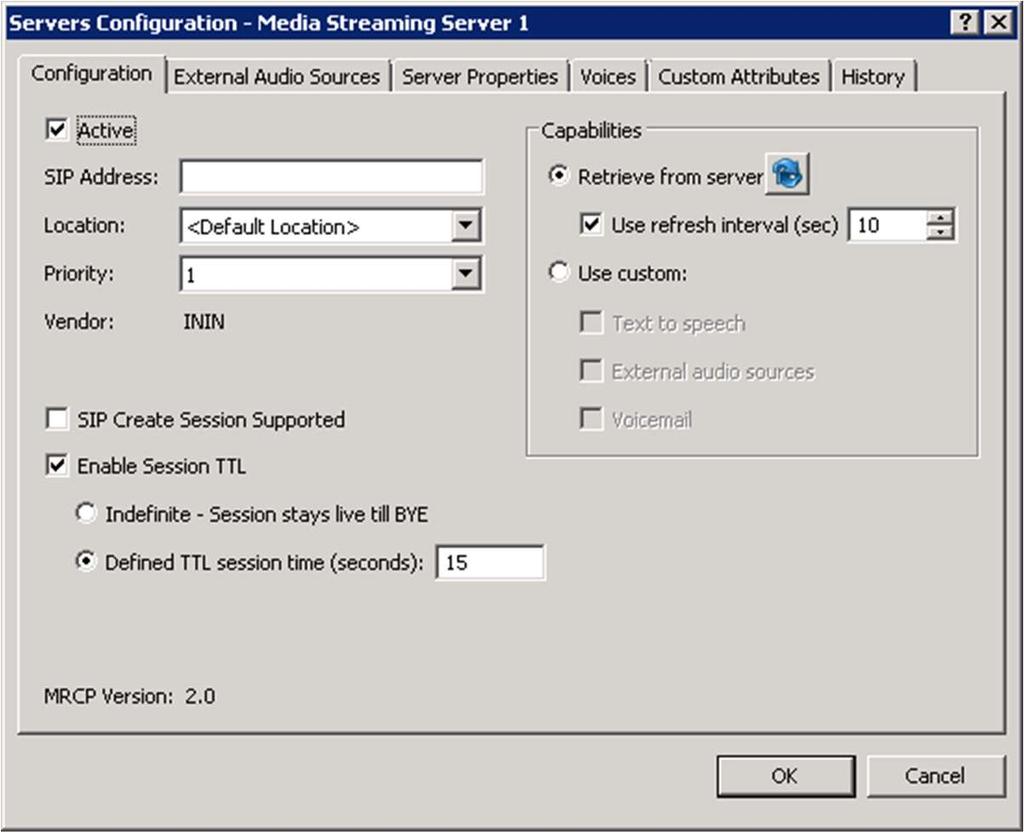 12. In the Vendor group, select the ININ option. 13. Select the OK button. The Servers Configuration dialog box is displayed. 14.