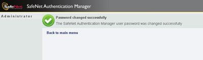 60 Your SafeNet Authentication Manager user password is changed, and the Password changed successfully