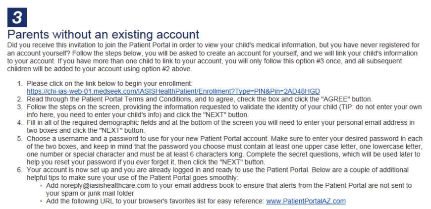 C. Enrollment Option #3: Adding a Patient without an Existing Account (you will be the account holder of someone else s account) If you do not have an existing portal account and you want to be the