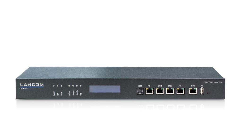 Router & Gateways LANCOM 9100+ High-performance central-site gateway for securely networking up to 1,000 sites The LANCOM 9100+ is a central-site gateway which provides connections for up to 200