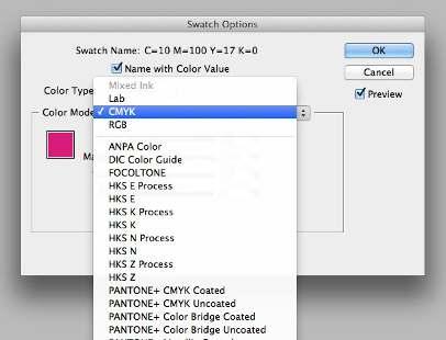 InDesign will automatically work with CMYk swatches when you set the intent to Print in the new Document window.