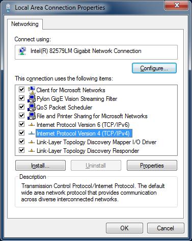 From the Windows Start menu, select Control Panel - Network and Internet - Network and Sharing Center, and click Change Adapter Settings. Double-click Local Area Connection.
