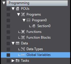 7.3.3. Setting the Global Variables Set the global variables to use for tag data links. 1 Double-click Global Variables under Programming - Data in the Multiview Explorer.
