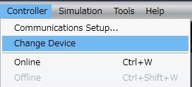 9.Appendix: Procedure Using the Project File 5 Select Change Device from the Controller Menu.