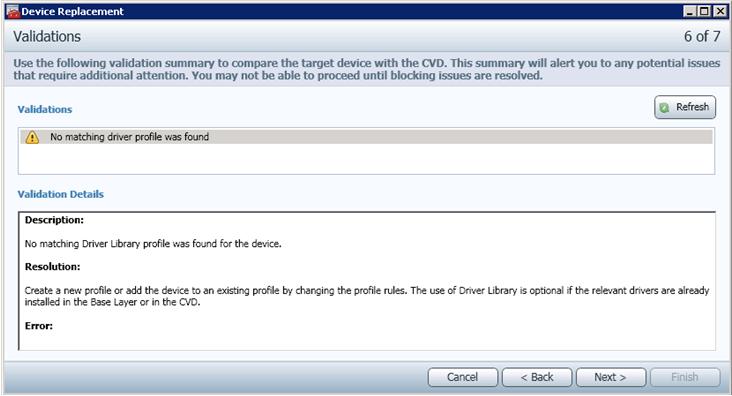 VMware Mirage Administrator's Guide 8. The Validations window appears.