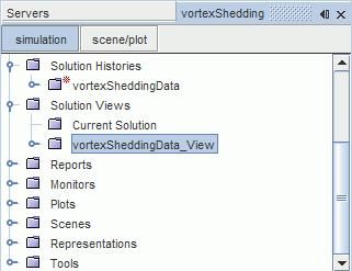 STAR-CCM+ User Guide Solution Recording and Playback: Vortex Shedding 6683 A new sub-node, vortexsheddingdata_view, is added to the Solution