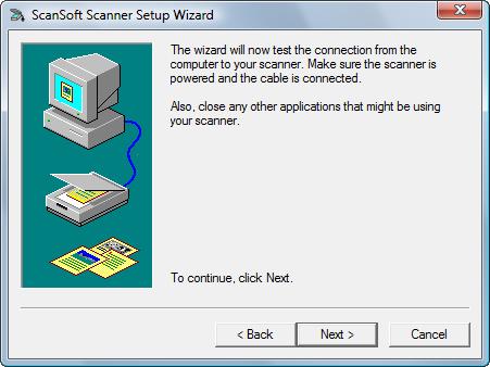 Scanning with the TWAIN Interface from PaperPort The next window is for checking the connection between your scanner and the
