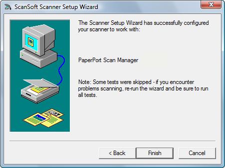 Scanning with the TWAIN Interface from PaperPort The final Setup window opens to let you know the setup process is finished. 12. Click Finish.