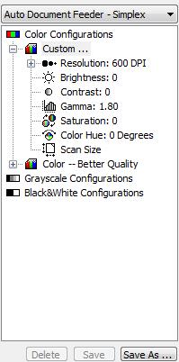 Scanning with the TWAIN Interface from PaperPort 4. Click one of the icons to select a configuration.