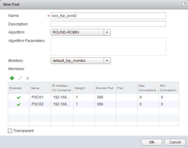 4 Create application pools to add member PSC nodes. a Select Manage > Load Balancer > Pools.