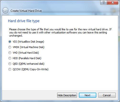 Creating a Custom Virtual Analyzer Image The Hard drive file type screen appears. FIGURE A-6. Hard Drive File Type Screen 8.