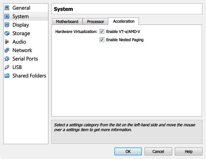 Creating a Custom Virtual Analyzer Image FIGURE A-13. System Options - Acceleration 18. For Hardware Virtualization, select Enable VT-x/AMD-V and Enable Nested Paging. 19.
