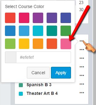 the color of each course (or on the dashboard)
