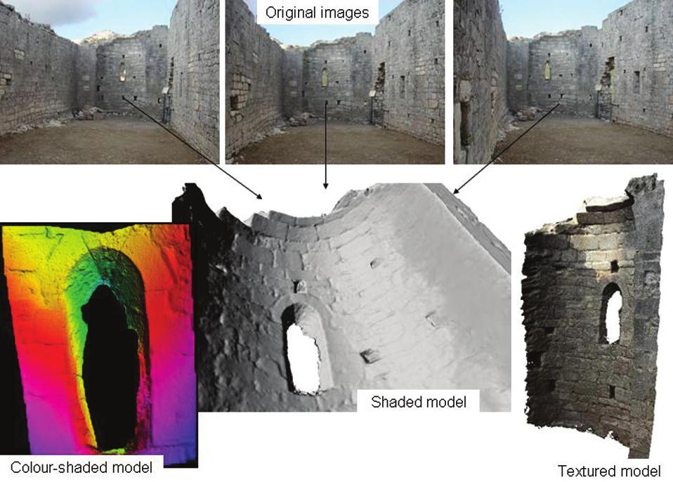 Here, we generated a 3D model of the defensive walls and some of the buildings in the interior using ground-based photographs. As it is possible to see in Fig.