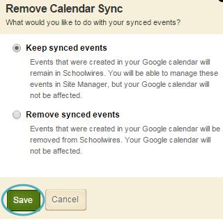 Blackboard Web Community Manager Google Calendar Integration 6. When removing your Google Calendar Integration, you can choose to keep your events or remove your events. a.