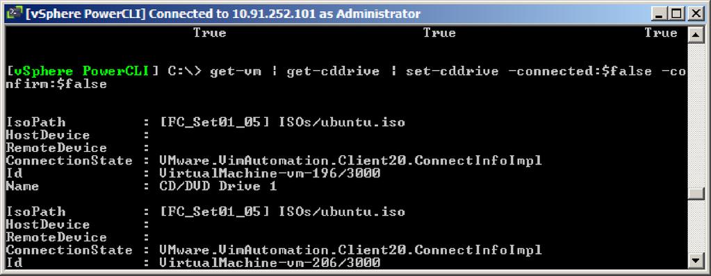 First, see if there are any connected CD-ROM drives. Do this using the following command: Get-VM Get-CDDrive Select Expand ConnectionState (Note that PowerShell is case insensitive.