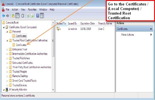 g) Right-click Certificates > Select All Tasks and